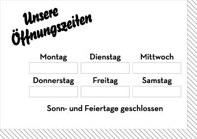 Öffnungszeiten – Vintage Schilder-Set als PDF